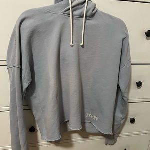 Abercrombie & Fitch Dyed Blue Cutoff Cropped Hoodie - Large